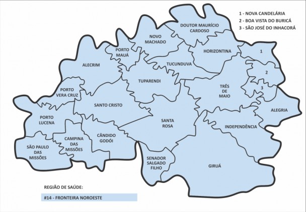 Mapa da 14ª Coordenadoria Regional de Saúde