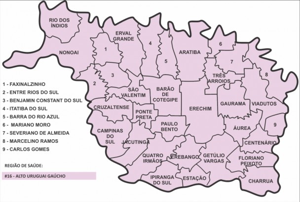 Mapa da 11ª Coordenadoria Regional de Saúde