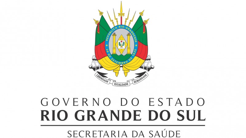 A imagem mostra o brasão do Governo do Estado. Embaixo, está escrito "Governo do Estado- Rio Grande do Sul- Secretaria da Saúde".   