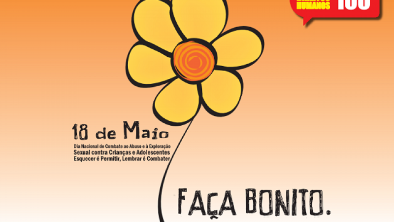 Card com informações da campanha e o desenho de uma flor amarela. 
