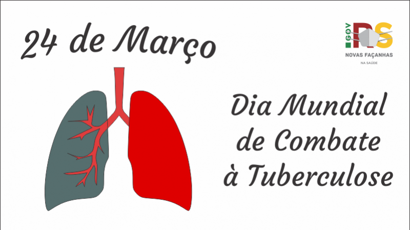 Desenho de pulmões estilizados e chamada para o Dia Mundial da Tuberculose.
