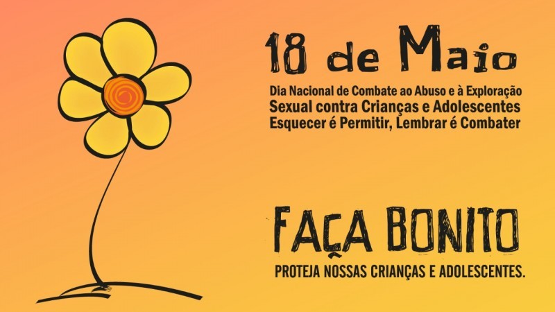Card com informações da campanha e uma flor estilizada em tom amarelo. 