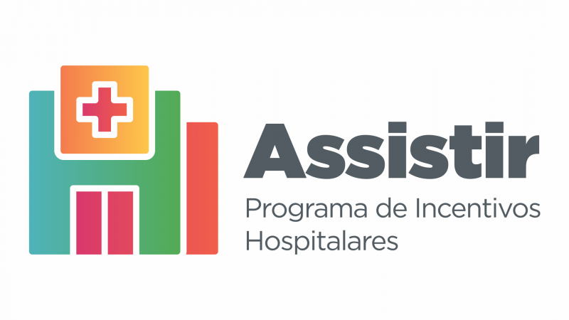 Card do programa Assistir com um hospital estilizado e a mensagem "Assistir: Programa de Incentivos Hospitalares".