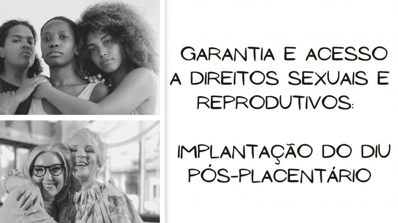 Cartaz com informações do evento e fotos de mulheres.