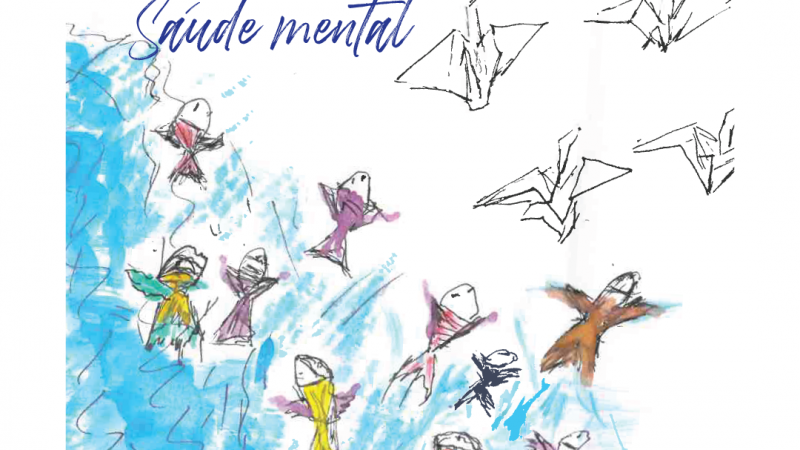 A imagem mostra o cartaz do evento com um desenho com peixes no rio e pássaros.  