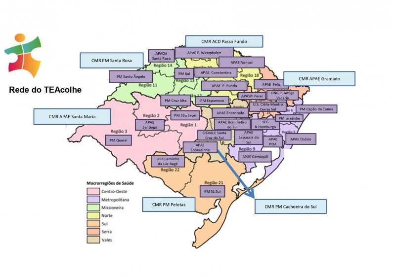 Mapa rede TEAcolhe sem CMR Metropolitana (jan/2023)