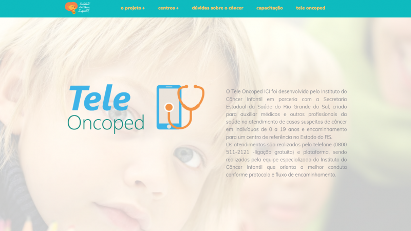 Captura de tela da plataforma tele oncoped