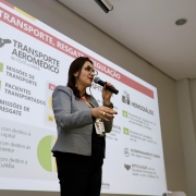 Lisiane Fagundes durante palestra na PUC