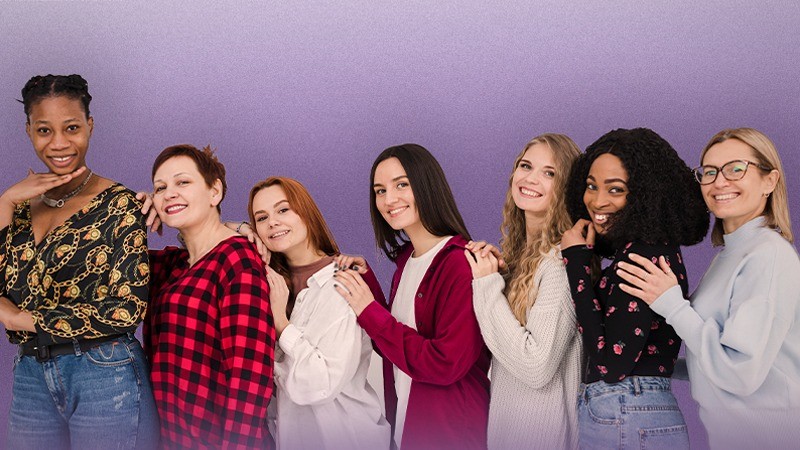 sete mulheres de várias etnias 